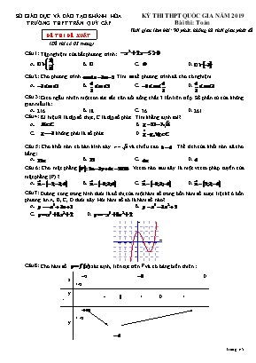 Đề thi THPT Quốc gia môn Toán năm 2019 - Trường THPT Trần Quý Cáp (Có đáp án)